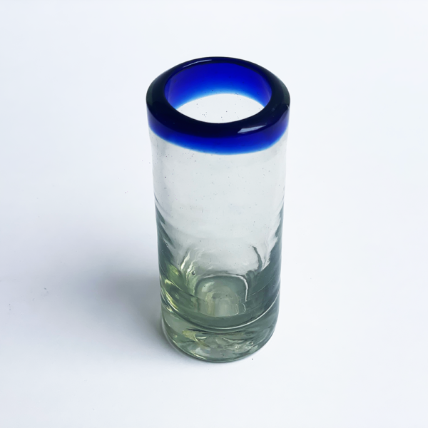 Tequilero Vaso De Vidrio Soplado Filo Azul Cobalto - - Image 2